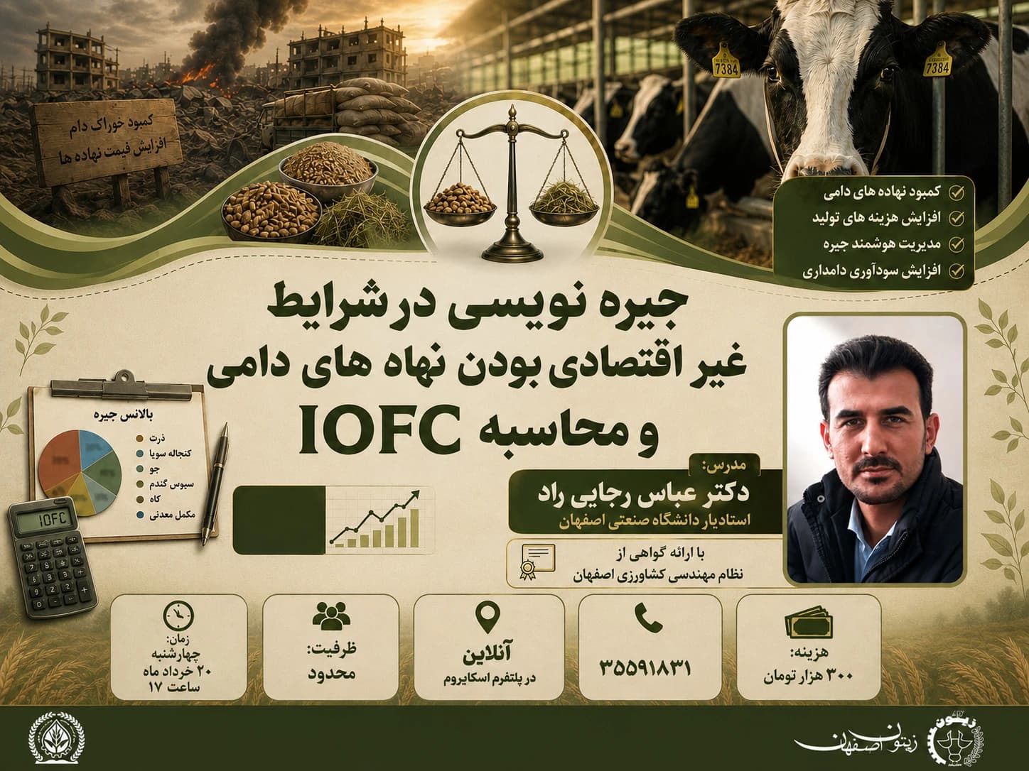 جیرهنویسی در شرایط غیراقتصادی نهادههای دامی و محاسبه IOFC
